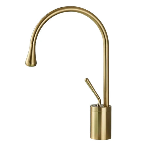 Robinet design or mat luxueux | Mitigeur lavabo moderne pour salle de bain – Finition dorée anti-corrosion