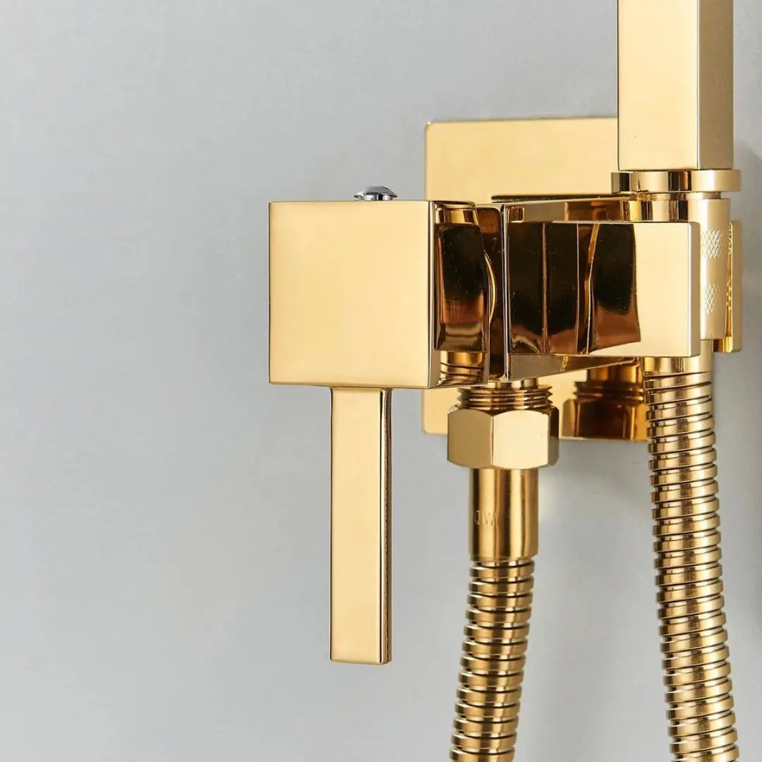 Kit WC Bidet Doré Laiton Carré : Élégance Royale pour Votre Salle de Bain