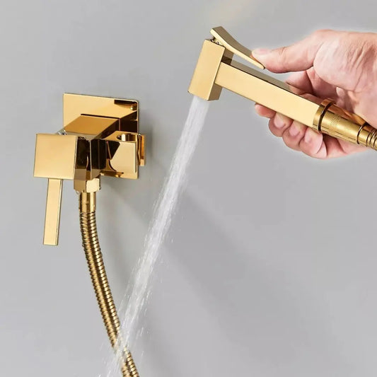Kit WC Bidet Doré Laiton Carré : Élégance Royale pour Votre Salle de Bain