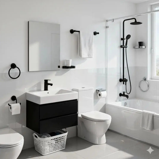 Ensemble Salle de Bain 6 Pièces Noir – Harmonie et Élégance pour Ton Foyer