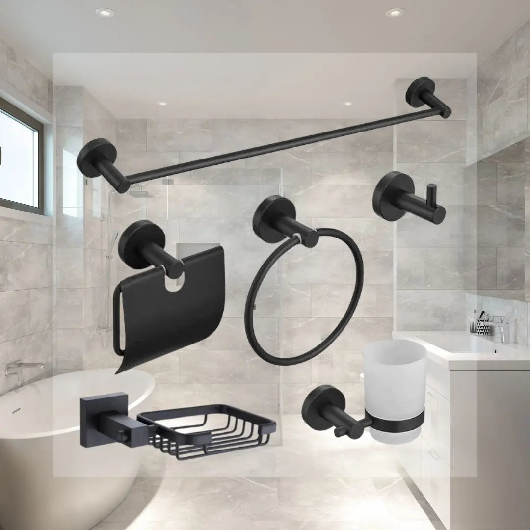 Ensemble Salle de Bain 6 Pièces Noir – Harmonie et Élégance pour Ton Foyer
