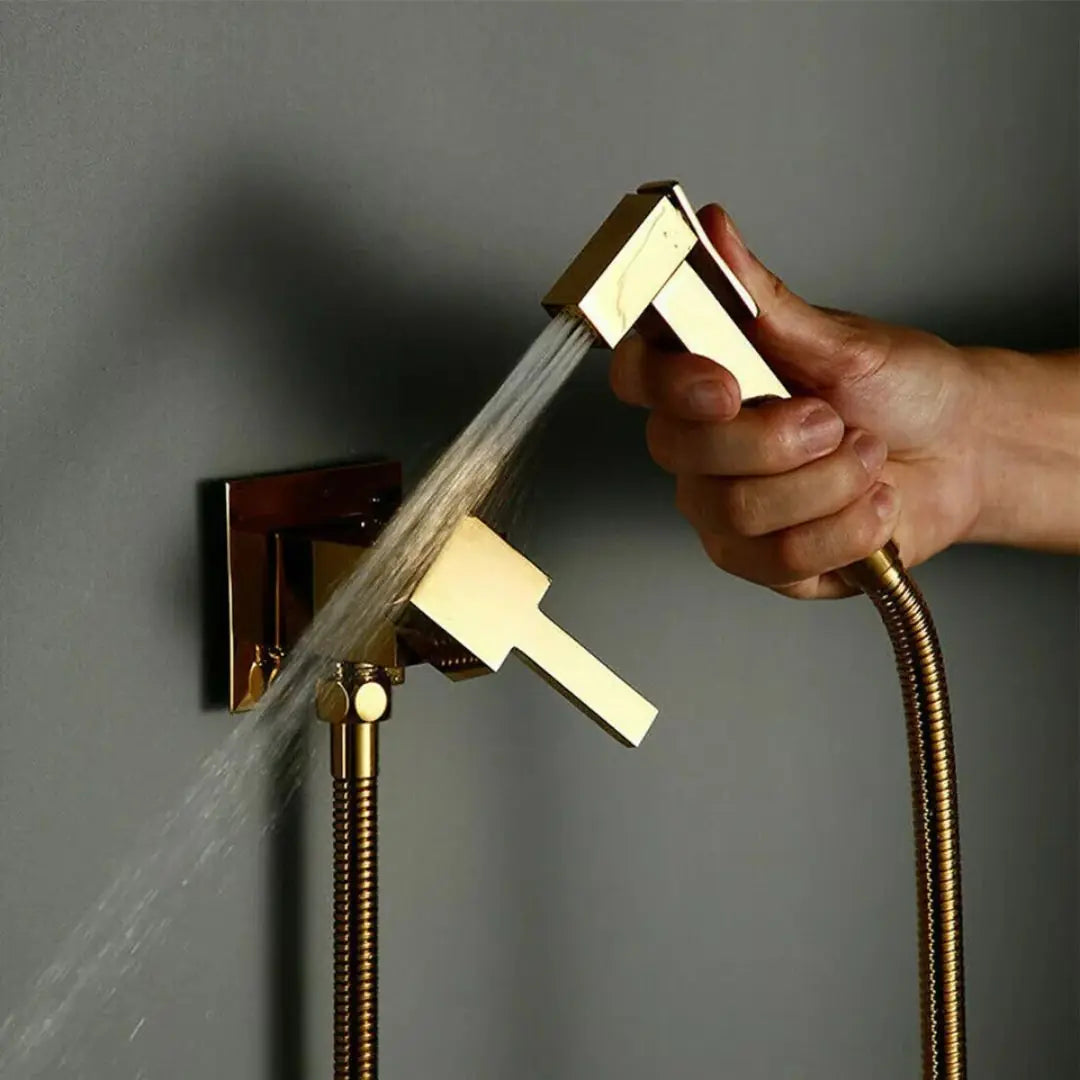 Kit WC Bidet Doré Laiton Carré : Élégance Royale pour Votre Salle de Bain