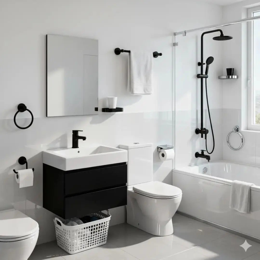 Ensemble Salle de Bain 6 Pièces Noir – Harmonie et Élégance pour Ton Foyer