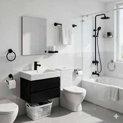 Ensemble Salle de Bain 6 Pièces Noir – Harmonie et Élégance pour Ton Foyer