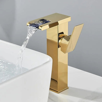 Mitigeur Lavabo Or Cascade avec Indicateur LED de Température