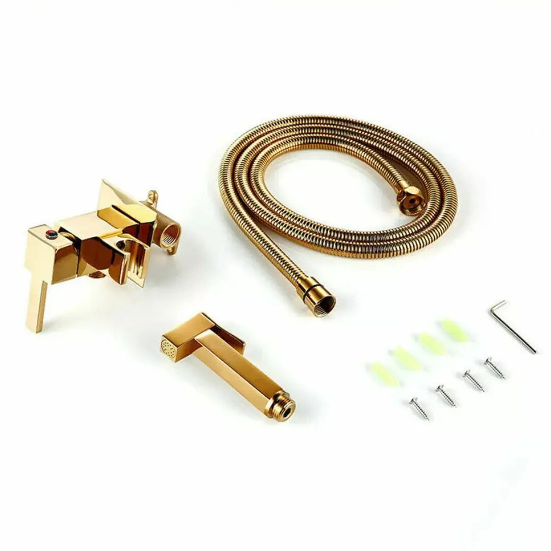 Kit WC Bidet Doré Laiton Carré : Élégance Royale pour Votre Salle de Bain
