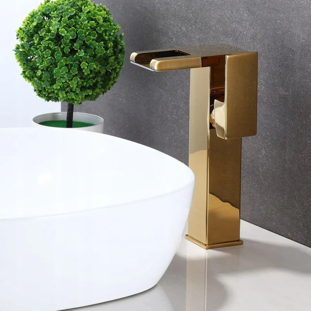 Mitigeur Lavabo Or Cascade avec Indicateur LED de Température